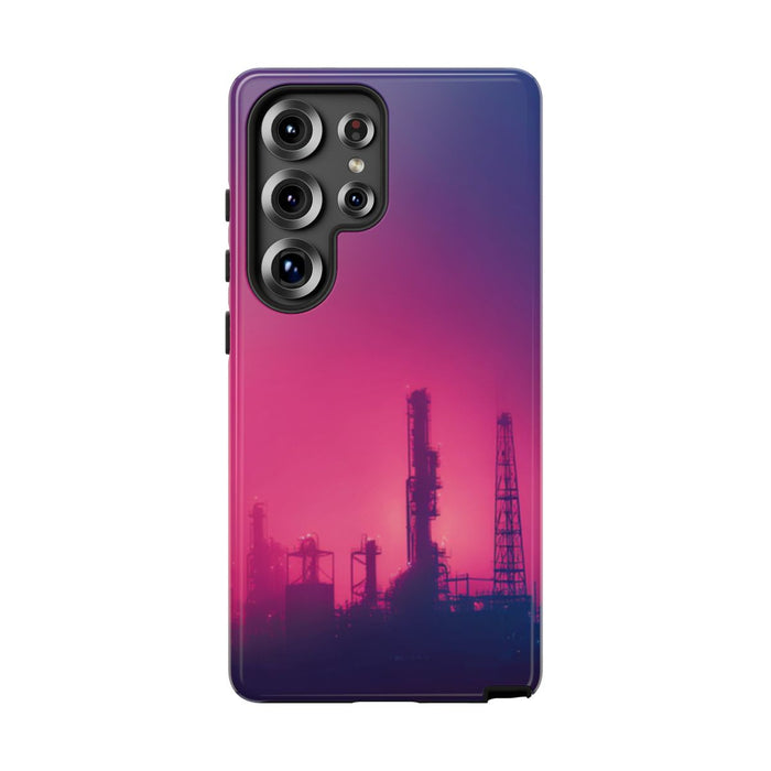 Industrieel Silhouet met Neon Gloed