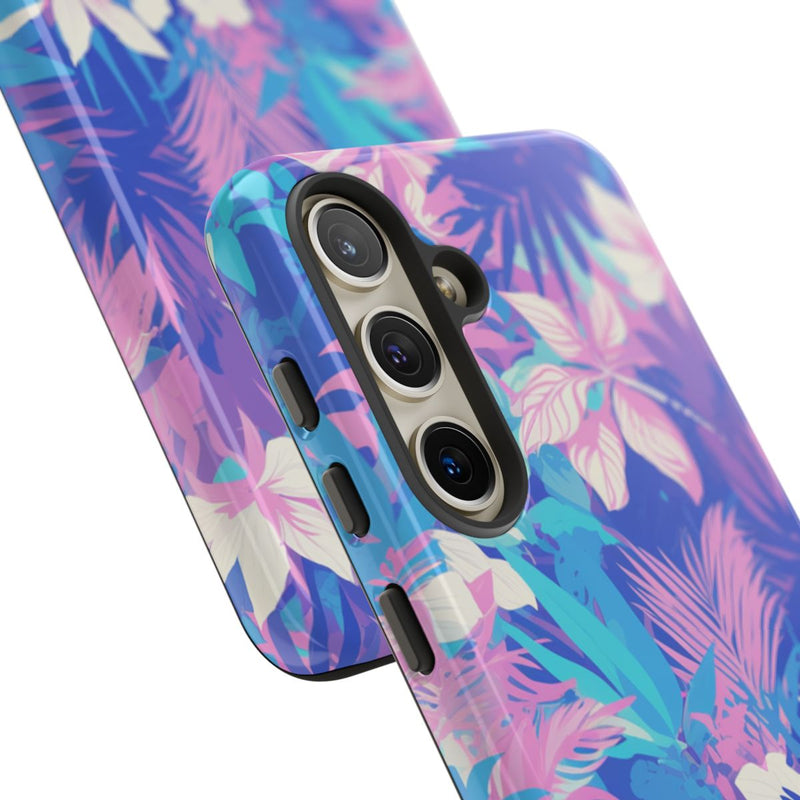 Tropisch Bloemenpatroon in Paars en Cyaan