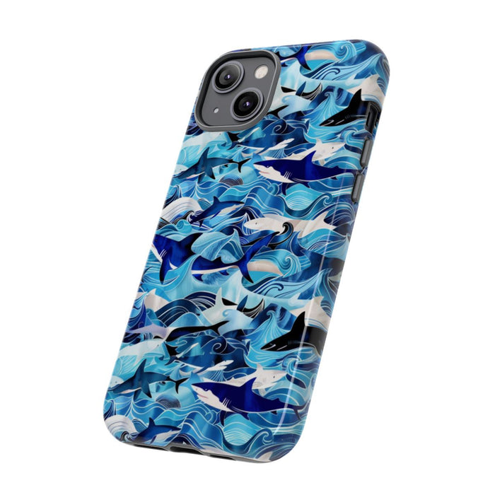 Blauwe Oceaangolven en Haaienpatroon