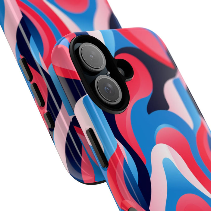 Blauw-Rood Abstract Golvend Patroon