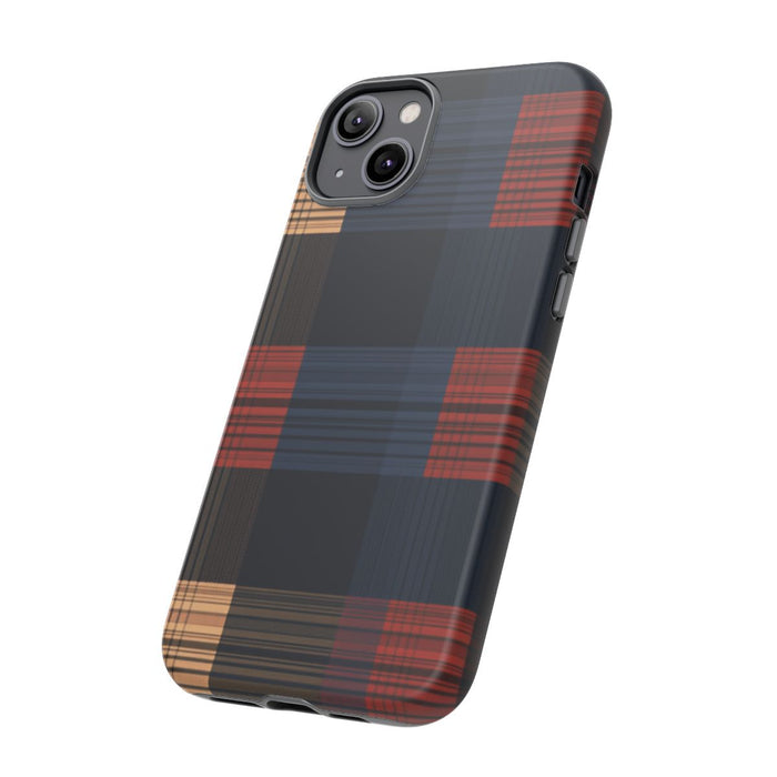 Caramel en Donkerblauw Geruit Patroon