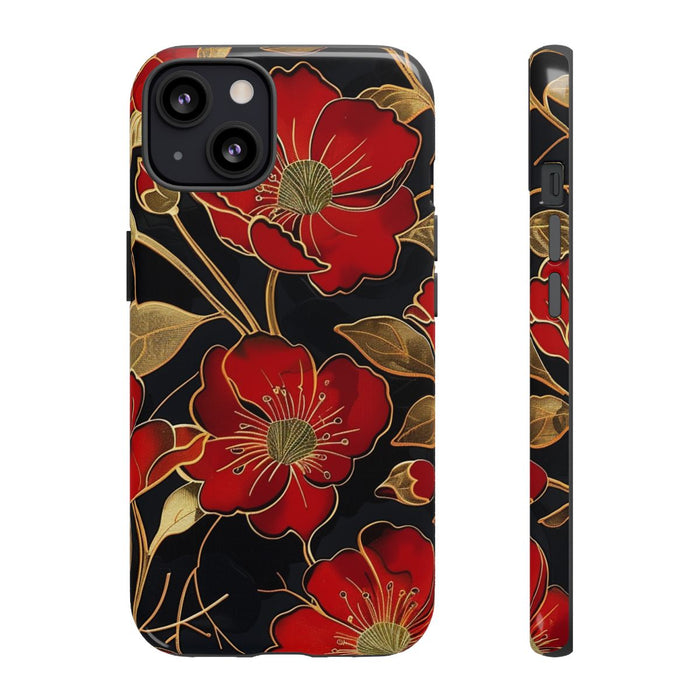 Rood-Gouden Bloemenpatroon