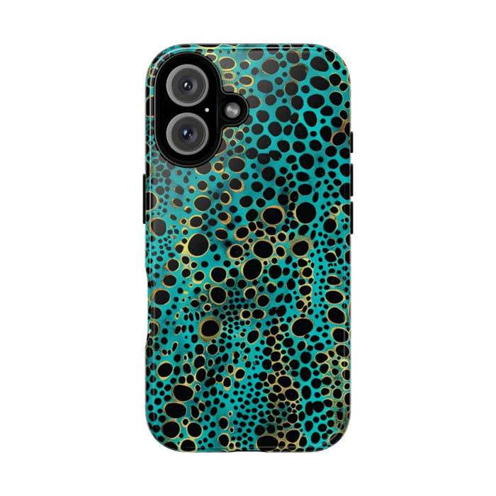 Turquoise en Zwart Abstract Stippenpatroon
