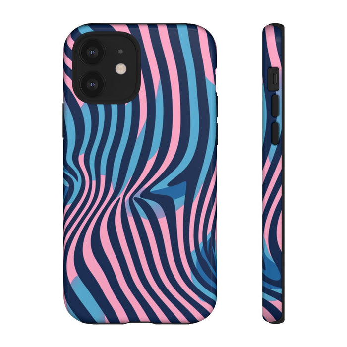 Golvend Blauw-Roze Optische Illusiepatroon