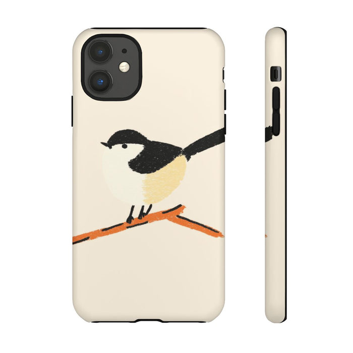 Minimalistische Vogelillustratie op Tak