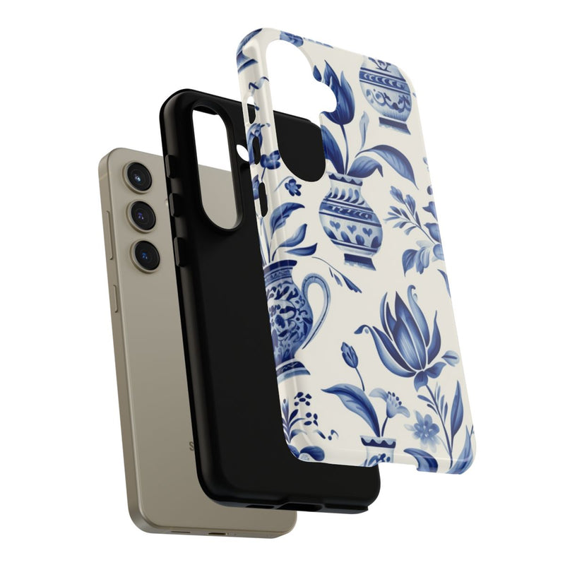 Blauw Bloemmotief met Delfts Vaaspatroon