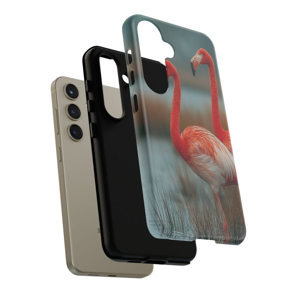 Drie Flamingo’s in Moerasgebied