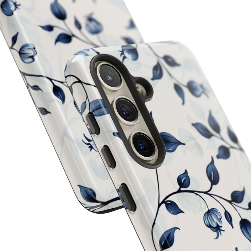 Blauw Bloemenrankenpatroon