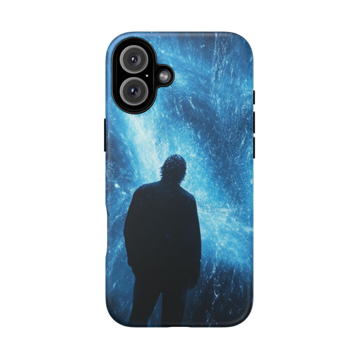 Silhouet met Blauwe Lichtuitbarsting