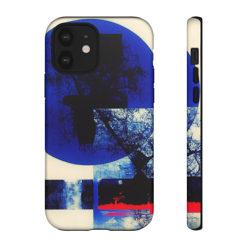 Abstracte Blauwe en Zwarte Geometrische Kunst