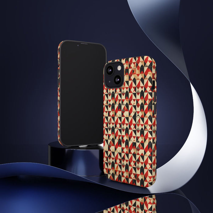Geometrisch Abstract Patroon in Rood en Zwart