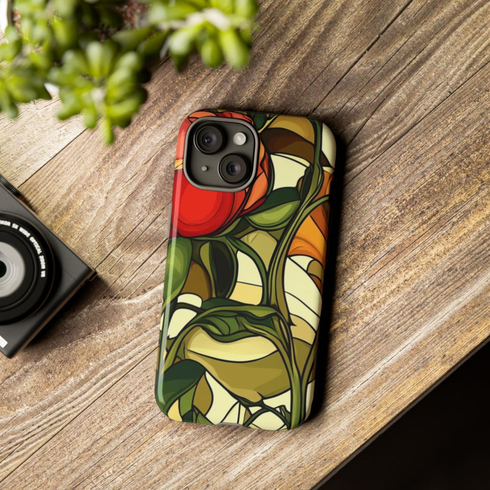 Rood-Oranje Art Nouveau Bloemmotief