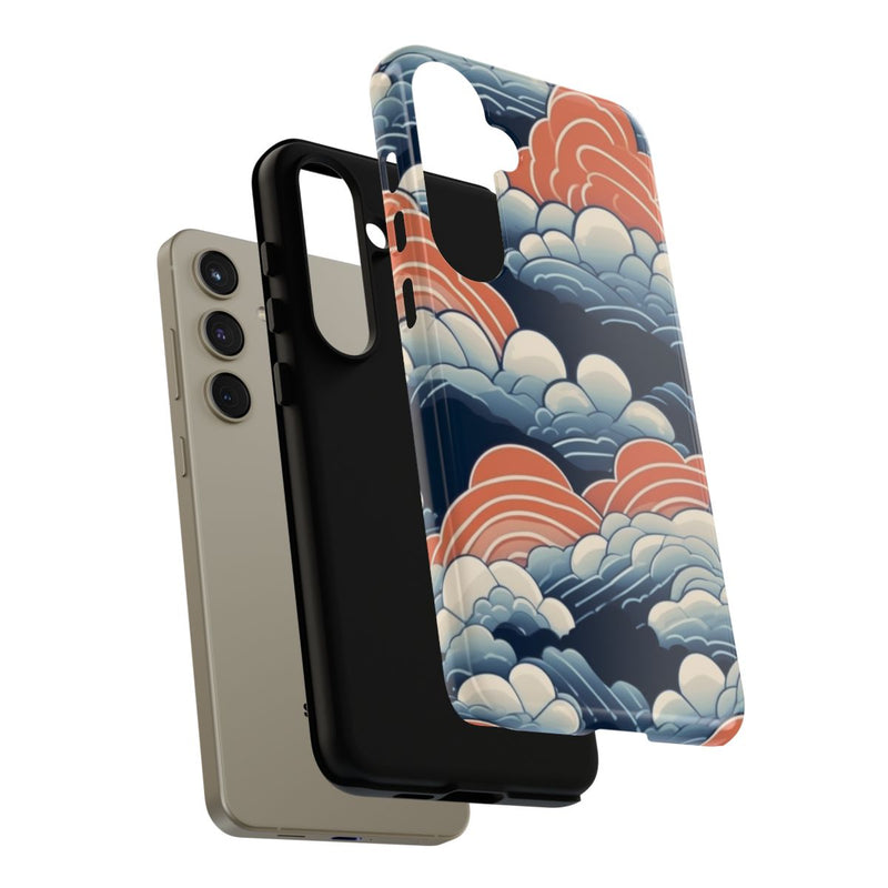 Gestileerd Wolkenpatroon in Blauw en Oranje