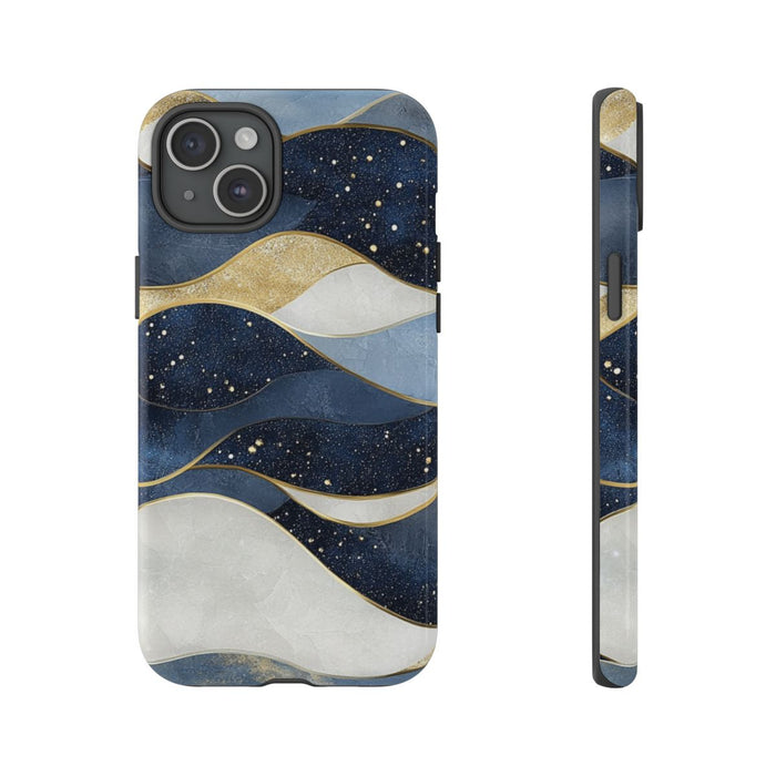 Abstract Blauw-Goud Golvenpatroon