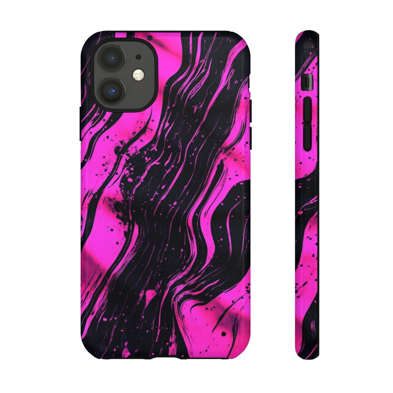 Neonroze en Zwart Abstract Patroon