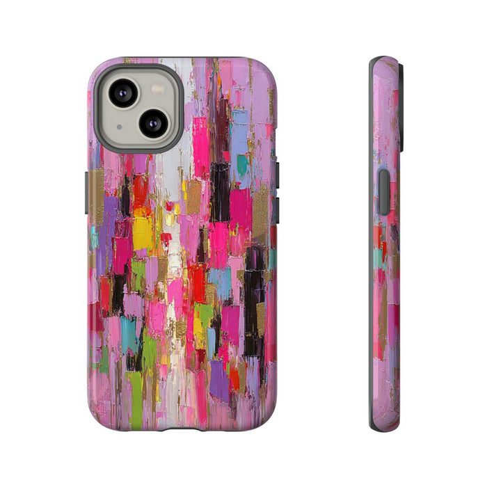 Levendige Abstracte Kleurenblokken met Gouden Accenten