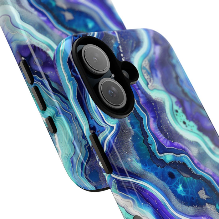 Blauw en Turquoise Geode Wervelpatroon