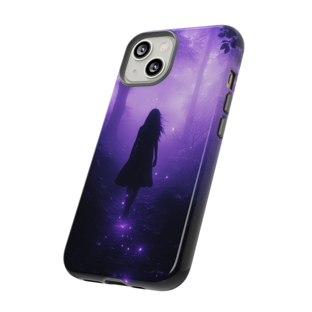 Silhouet in Gloeiend Paars Bos