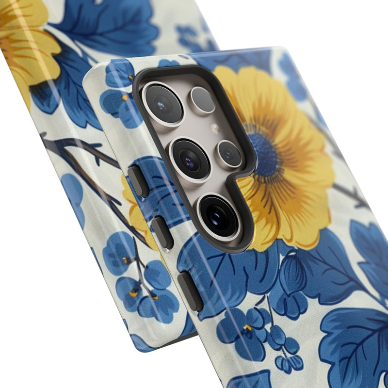 Blauw-Geel Bloemenpatroon