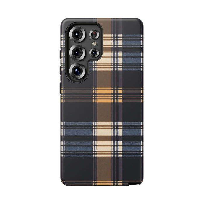 Caramel en Donkerblauw Geruit Patroon