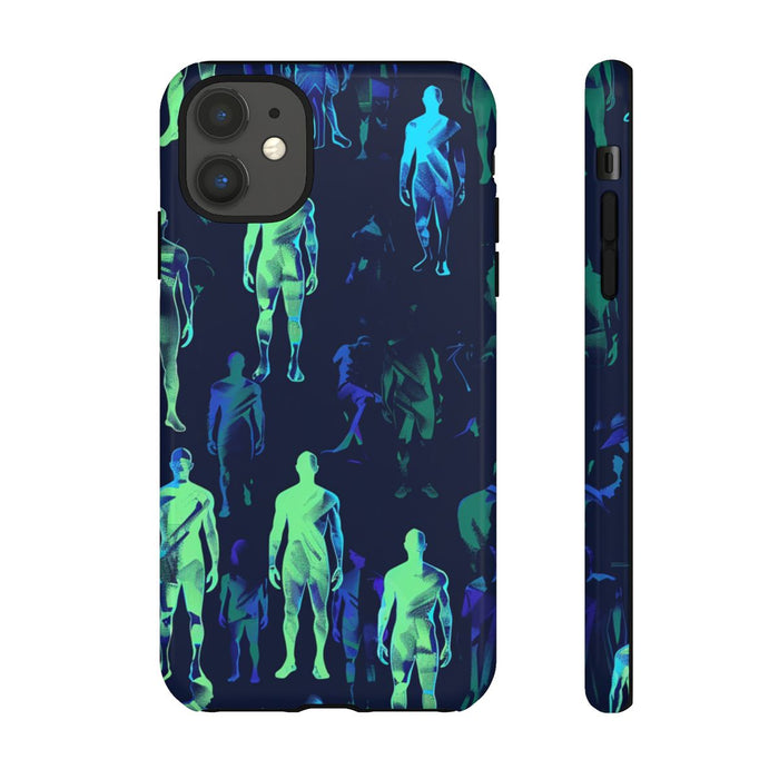 Blauw-Groene Neon Figurenpatroon