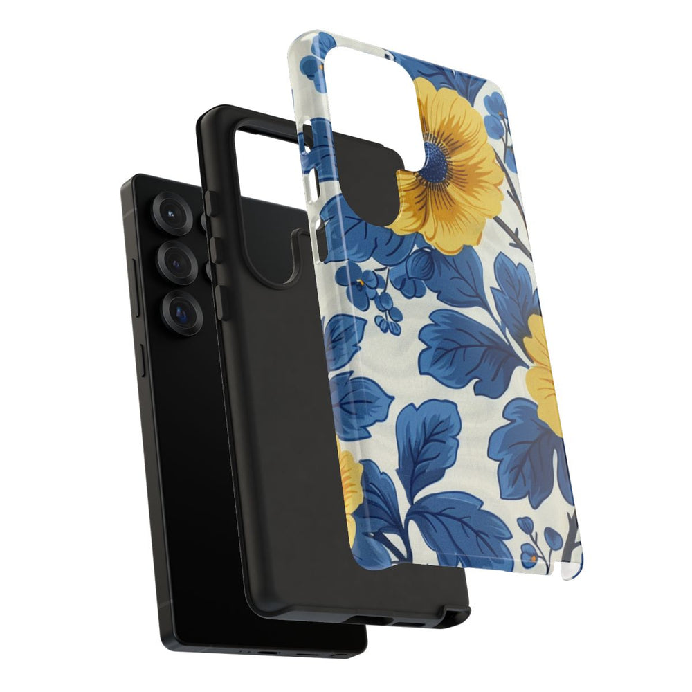 Blauw-Geel Bloemenpatroon