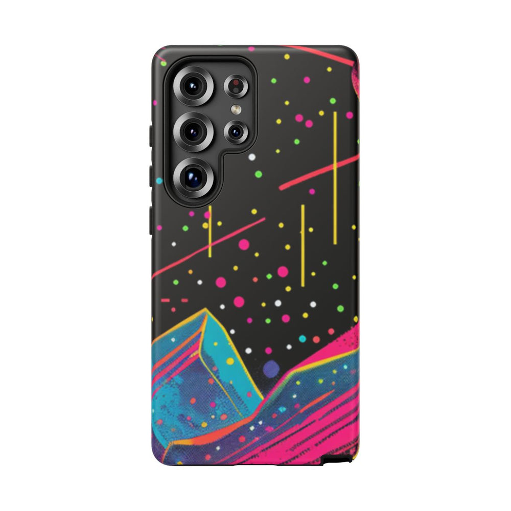 Neon Kosmisch Landschap met Planeten en Zon