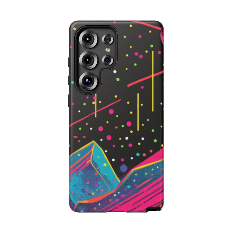 Neon Kosmisch Landschap met Planeten en Zon