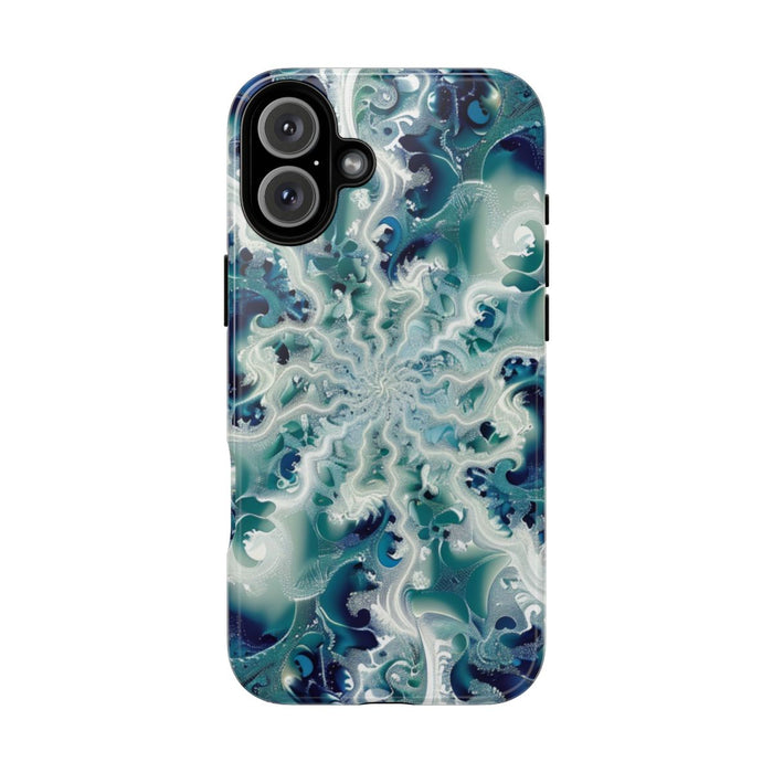 Blauw-Groene Fractalwerveling met Glans