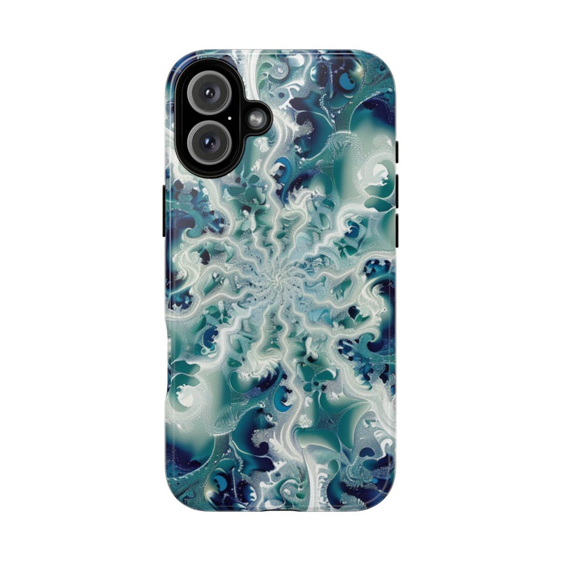 Blauw-Groene Fractalwerveling met Glans