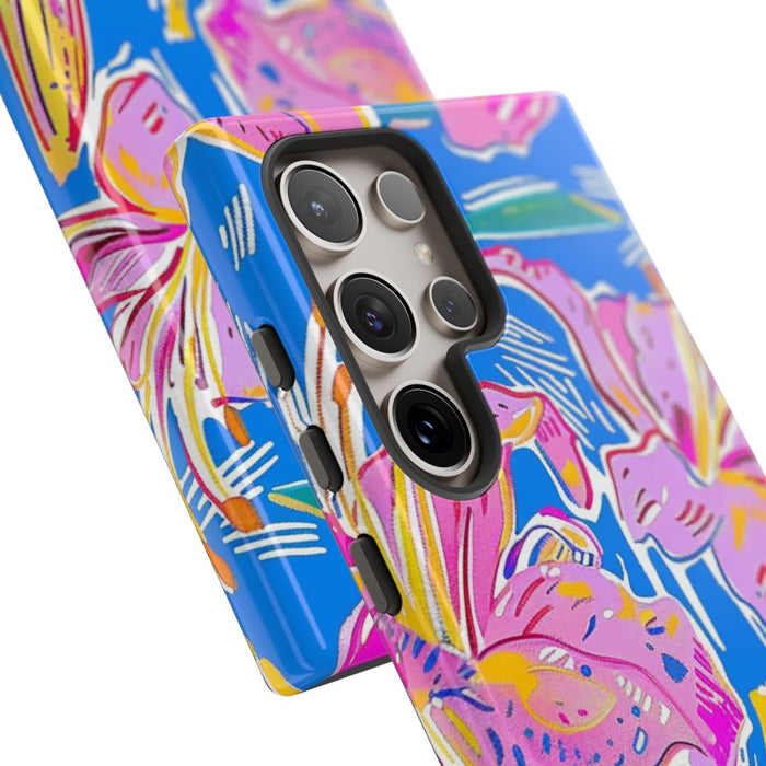 Felroze en Gele Bloemenprint