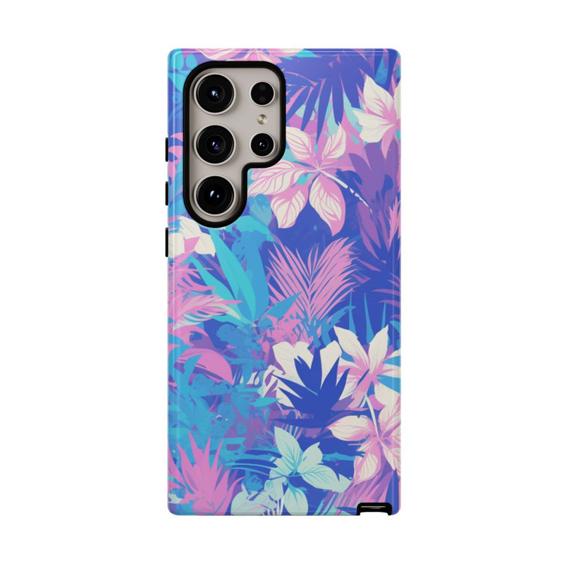 Tropisch Bloemenpatroon in Paars en Cyaan