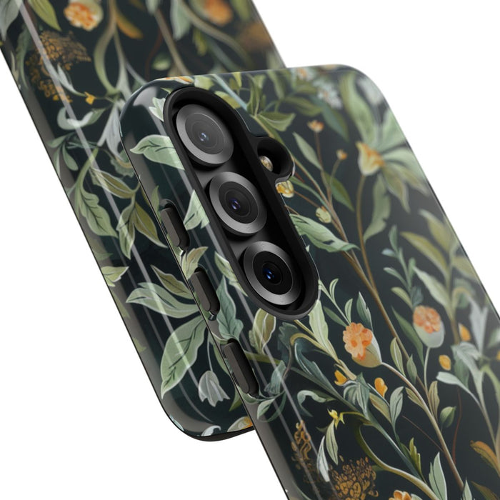 Gedetailleerde Botanische Illustratie met Oranje Bloemen