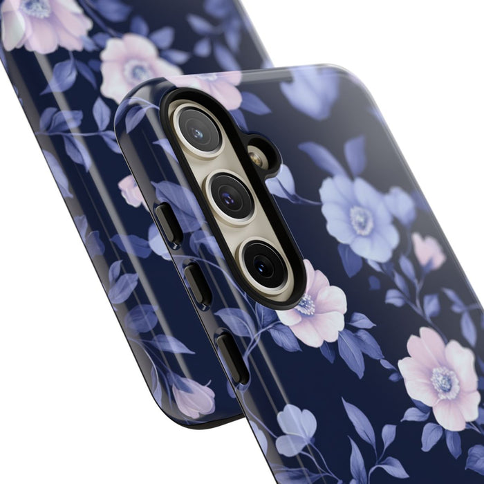 Elegant Blauw-Roze Bloemenpatroon