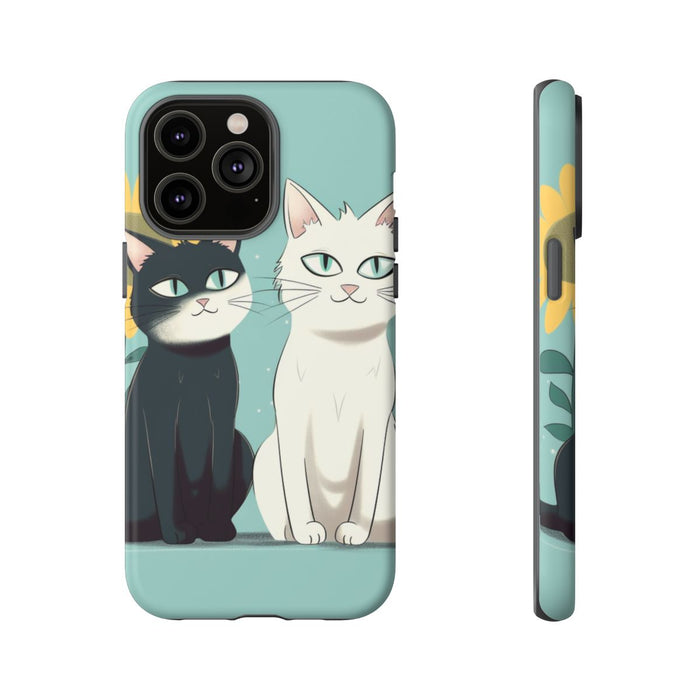Twee Cartoonkatten met Zonnebloem
