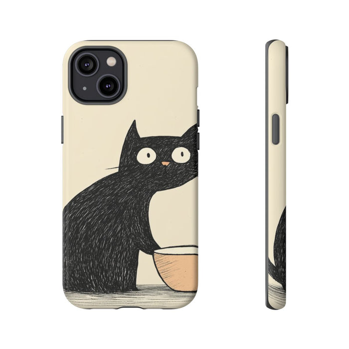 Zwarte Kat met Kom Illustratie