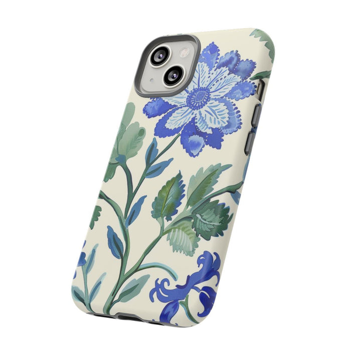 Blauw Waterverf Bloemenpatroon