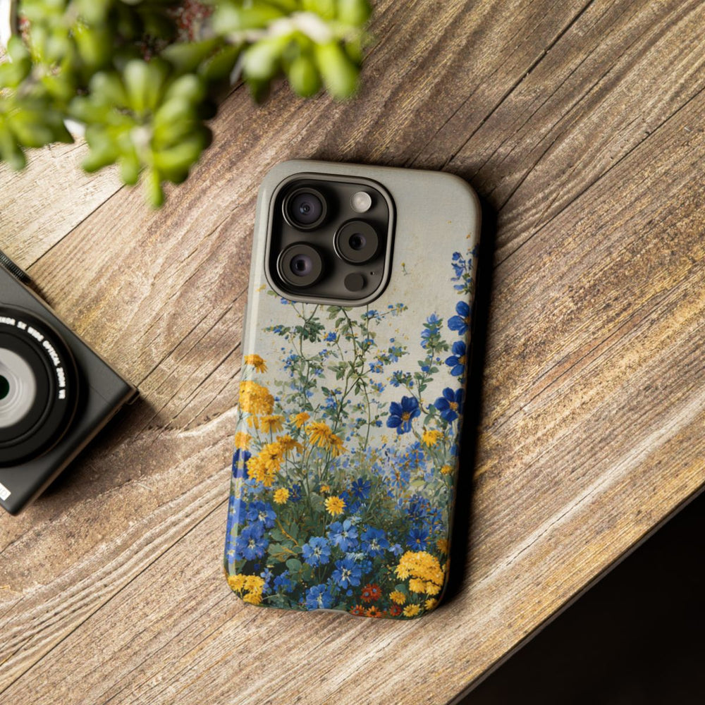 Blauwe en Gele Wilde Bloemen