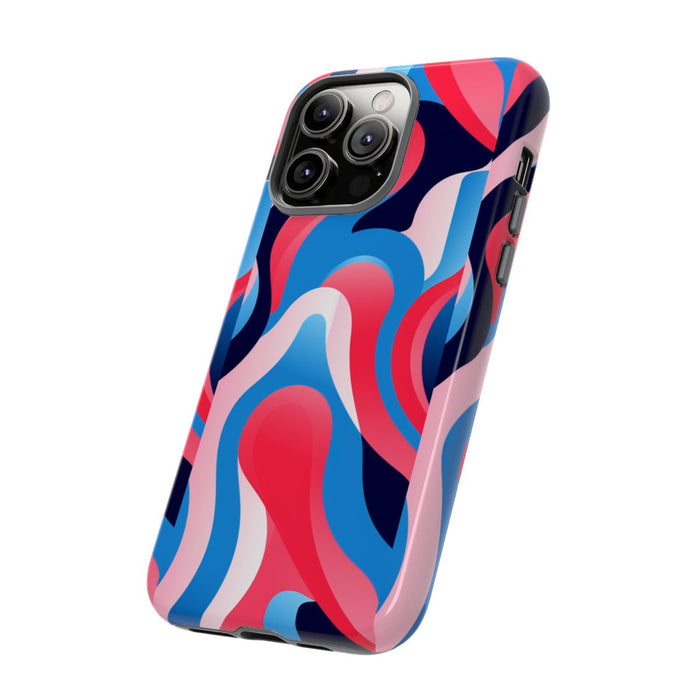 Blauw-Rood Abstract Golvend Patroon