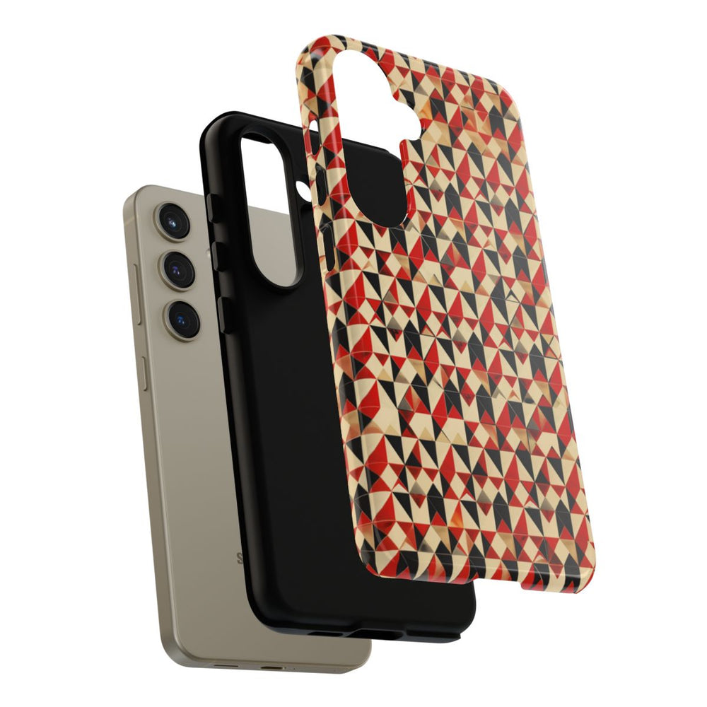 Geometrisch Abstract Patroon in Rood en Zwart