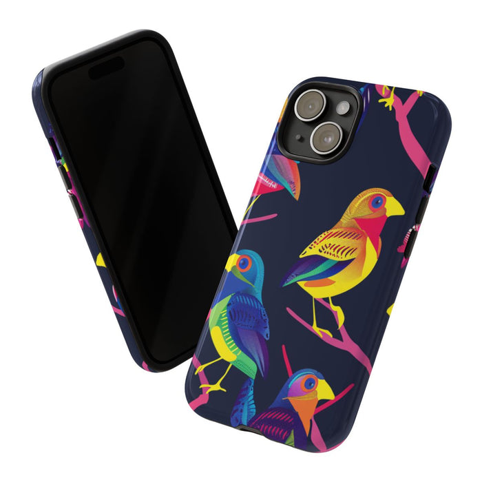 Neonkleurige Vogels op Takken