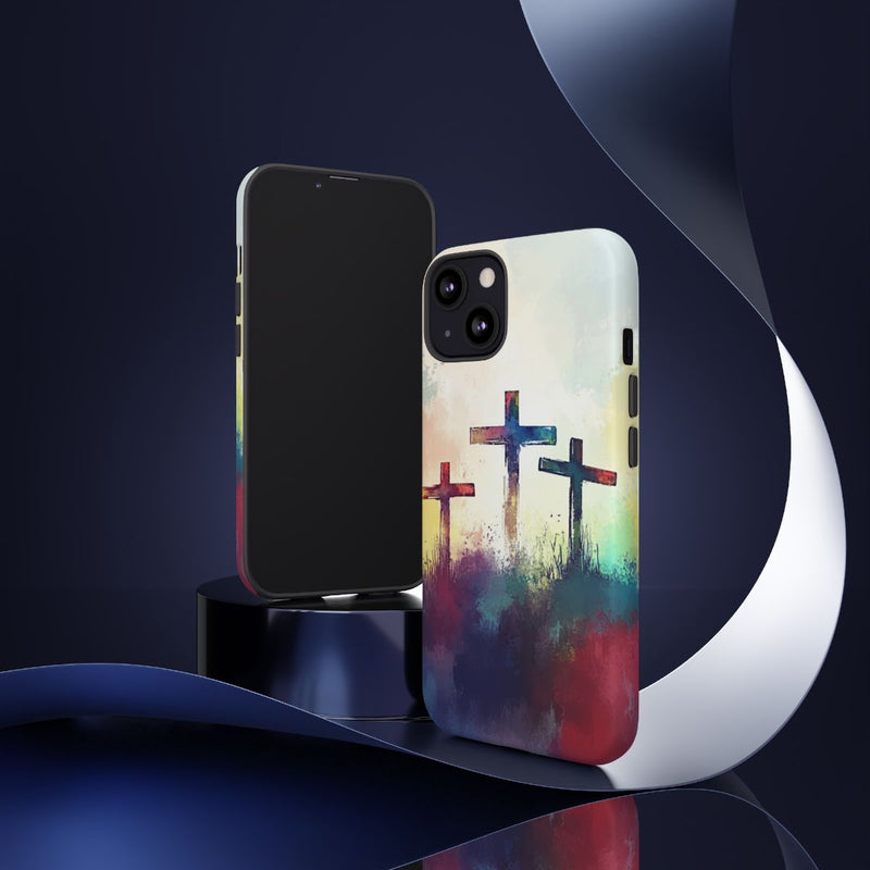 Drie Kruisen in Abstracte Waterverf