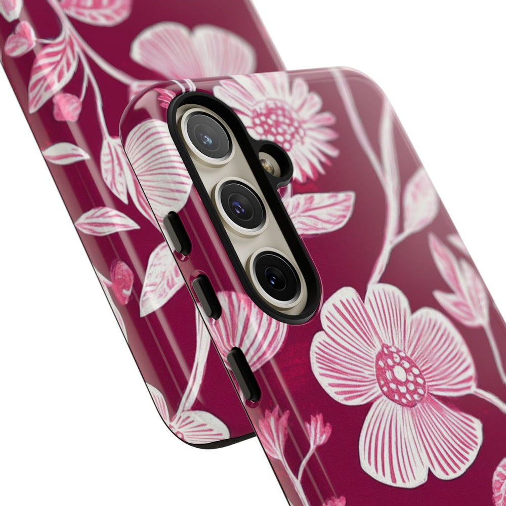 Roze en Witte Bloemenprint