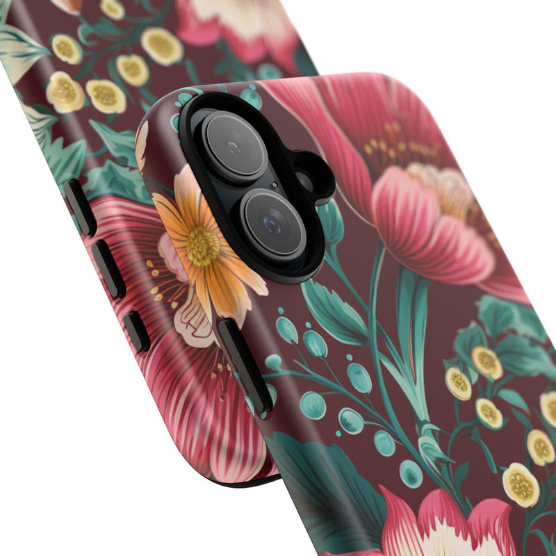 Botanisch Bloemenpatroon in Amber en Teal