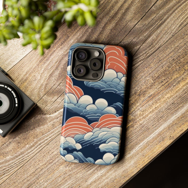 Gestileerd Wolkenpatroon in Blauw en Oranje