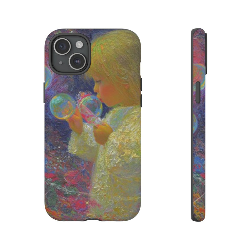 Engel die Zeepbellen Blaast tussen Bloemen