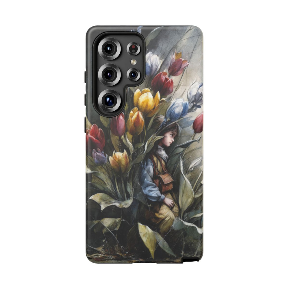 Meisje Tussen Kleurrijke Tulpen