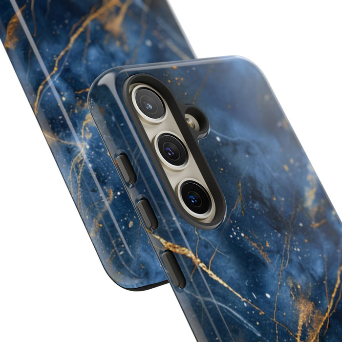 Blauw Marmerpatroon met Gouden Adering