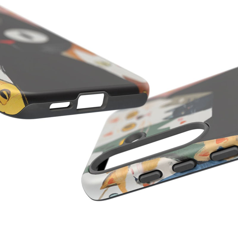 Zwarte Kat Tussen Vrolijke Gekleurde Katten