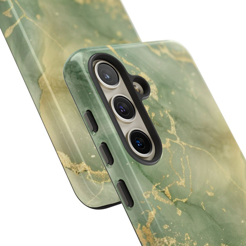 Groene en Gouden Marmer Abstract